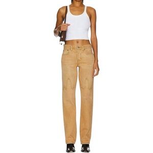 NWT Re/Done Easy Straight Leg Jeans Tan Desert Sand Western Double Knee 25 $345
